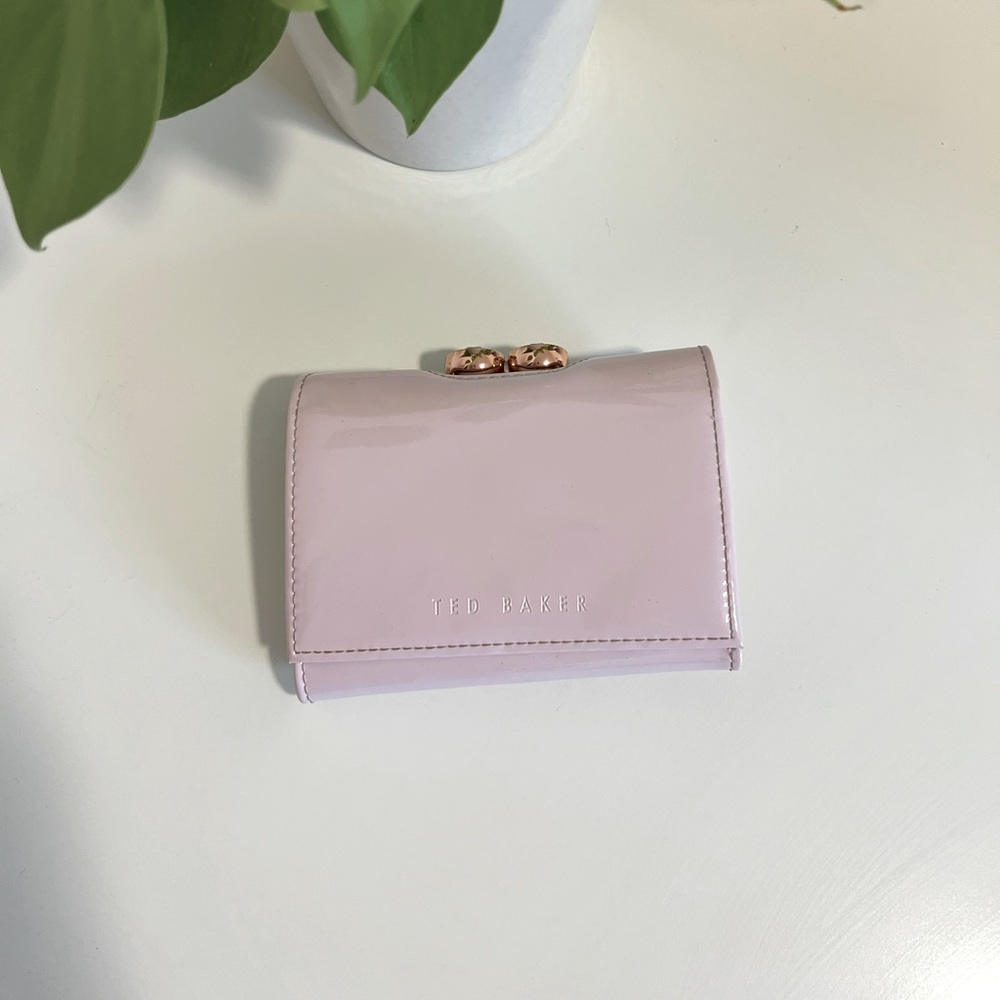 Ted Baker Pink Patent Leather Trifold Small Wallet